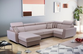 Masseno Narożnik PALAZZO z funkcją spania i pojemnikiem na pościel Narozniki U, Rozkładana sofa - Beżowy, INARI 22+MADRYT 926