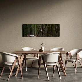 Obraz - Wśród bambusów (z zegarem) (90x30 cm)