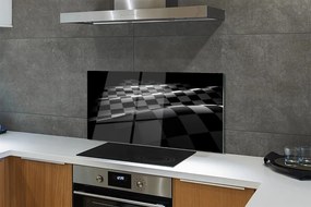 Szkło do Kuchni na Ścianę Czarno-Biała Szachownica