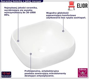 Biała nowoczesna umywalka ceramiczna na blat - Sinela