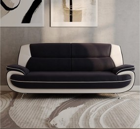 Sofa trzyosobowa, tkanina Soft, czarno-biała, Palermo