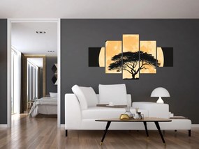 Obraz – Drzewo w złotej pełni księżyca II. (125x70 cm)