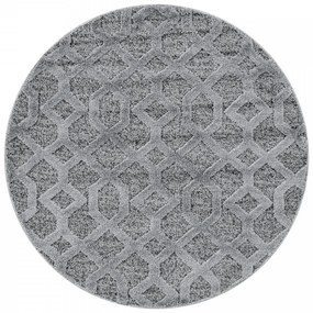 Dywan nowoczesny Pisa 3D kratka szary 80 cm x 80 cm koło