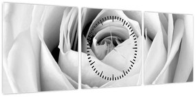 Obraz - Detal kwiatu róży (z zegarem) (90x30 cm)