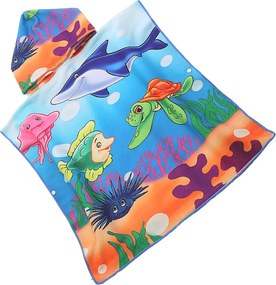 Dzieci poncho SEA WORLD kolorowe Rozmiar: 60 x 120 cm