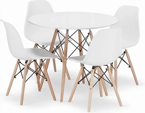 Zestaw Valora KOVA 90 Biały okrągły stół z 4 krzesłami OSAKA