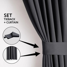 Ciemnoszara zaciemniająca zasłona termiczna 140x245 cm Pleat – Restilo