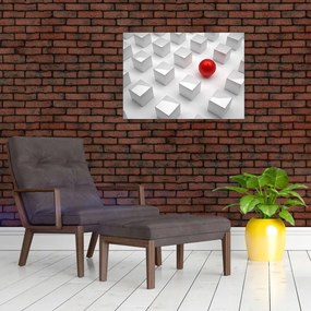 Obraz na szkle abstrakcji - sześcian z kulą (70x50 cm)