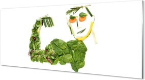 Szkło do Kuchni na Ścianę Postać ułożona z Warzyw