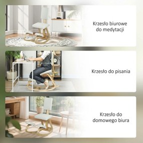 HOMCOM Ergonomiczne krzesło klęczące, krzesło zdrowotne do domu, biura, medytacji kremowy | Aosom PL