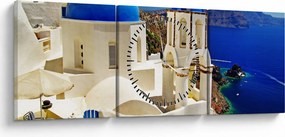 Obraz - Santorini, Grecja (z zegarem) (90x30 cm)