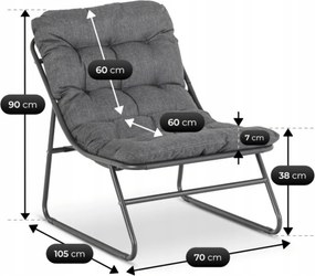 Zestaw Mebli Ogrodowych MEGARA Szary Sofa 2x Fotel Stolik Tarasowy Nowoczesny