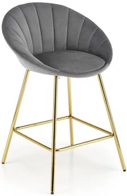 Szary tapicerowany hoker welurem w stylu glamour K3-N79