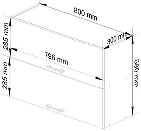 Biała górna szafka kuchenna z podwójnym frontem 80 cm - Tereza 3X