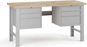 Stół warsztatowy G7, blat bukowy, 1700 x 685 x 840 mm, 2x kontener, 6x szuflada, szary