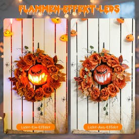 Outsunny Wieniec Halloween, przerażający motyw dyni, jesienne liście, efekty świetlne, tworzywo sztuczne