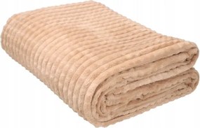 Koc w Kostkę beżowy 160x200cm Miękki Ciepły Wytłaczany do Domu Salonu pled