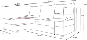 Rozkładany dwustronny narożnik L VALERIO SLIM 200x140 cm, ciemnoszary/antracytowy + 2 poduszki GRATIS