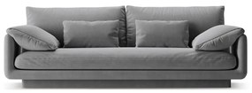 Jasnoszara aksamitna sofa 220 cm Torino – Micadoni