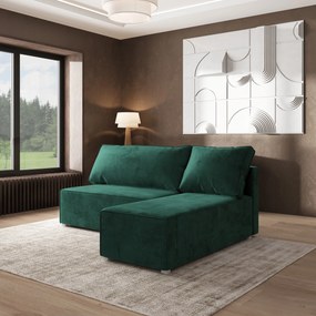 Masseno Narożnik BRISO z funkcją spania i pojemnikiem na pościel Narozniki L, Rozkładana sofa - Butelkowa zieleń, MONOLITH 37