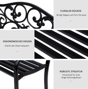 Outsunny ławka ogrodowa 3 osobowa 127 cm x 60 cm x 89 cm | Aosom.pl