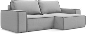 Narożnik prawostronny z funkcją spania - z tkaniny welwetowej - szary - KIMO