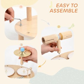 AIYAPLAY Zestaw Instrumentów Muzycznych 4-w-1 dla Dzieci z Bębnami, Ksylofonem i Perkusją – Montessori Zabawka Edukacyjna dla Dzieci od 2 Lat | Aosom PL