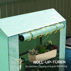 Outsunny Szklarnia z 3-poziomową półką, osłona z tworzywa sztucznego odpornego na UV, rolowane drzwi, 100 x 40 x 150 cm, zielona