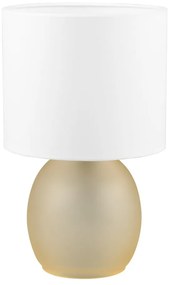 Lampa stołowa w biało-złotym kolorze z tekstylnym kloszem (wys. 29 cm) Vela – Trio