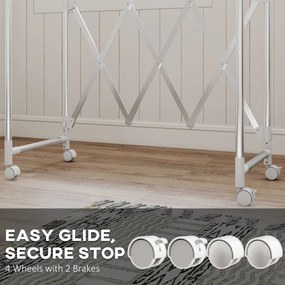 HOMCOM Stojak na pranie, składany suszarka stojąca z 3 regulowanymi prętami, stalowy wieżowy stojak na pranie na kółkach, wieża do suszenia prania do wnętrz i na zewnątrz