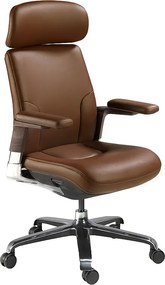 Brązowe obrotowe krzesło biurowe z imitacji skóry