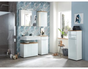 Biała niska szafka łazienkowa w dekorze dębu 39x86 cm Pescara – Germania