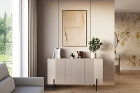 Komoda Malmi 150 cm trzydrzwiowa - kaszmir / czarne nóżki