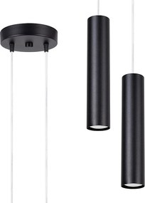 Lampa wisząca nowoczesny Lagos, stal - 2 źródło - L.15 x H.118 cm - czarny