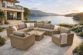 Zestaw rattanowy MALIBU dla 8 osób (beżowo-brązowy)