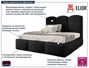 Czarne nowoczesne łóżko chmurka boucle 5 rozmiarów N5-F85