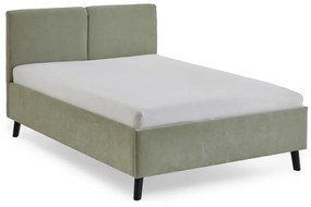 Jasnozielone tapicerowane łóżko dwuosobowe ze stelażem 140x200 cm Piano – Meise Möbel