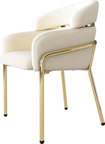 Zestaw 6 leżaków z weluru - z 4 złotymi metalowymi nogami - Beżowy