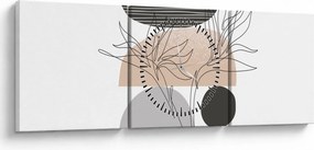 Obraz - Line art flowers N⁰2 (z zegarem) (90x30 cm)