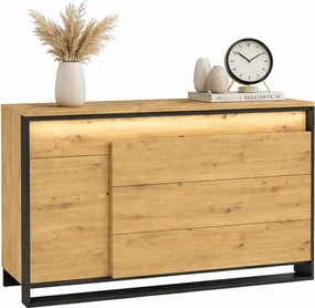 Industrialna komoda z oświetleniem led dąb artisan - qa A4-E16