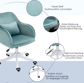 Vinsetto Fotel z masażerem krzesło obrotowe z funkcją wibracji aksamit Maksymalne obciążenie 115kg Zielony | Aosom PL