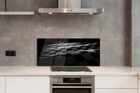 Szkło do Kuchni na Ścianę Czarno-Biała Szachownica