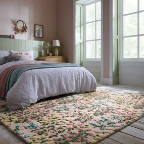 Kremowy wełniany dywan tkany ręcznie 120x170 cm Emilia Floral – Flair Rugs