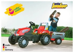 Rolly toys rollyjunior traktor na pedały junior rt czerwony z przyczepą farm new