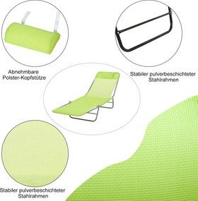 Outsunny Składany Leżak Ogrodowy Zielony Komfort i Styl 182x56x28cm | Aosom PL