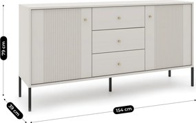 Komoda do Salonu Sypialni SOFT 154 cm Kaszmir Ryflowana Dwudrzwiowa z Szufladami Nowoczesna