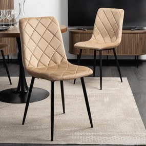 Krzesło Tapicerowane FORIS Beżowe Welurowe Nowoczesne Loft