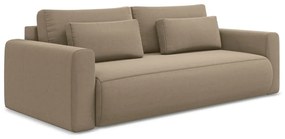 Jasnobrązowa aksamitna rozkładana/ze schowkiem sofa 238 cm Kapua – Makamii