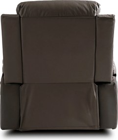 Fotel Masujący BOX Rozkładany Wypoczynkowy z Podnóżkiem Ciemnobrązowy Ekoskóra Nowoczesny