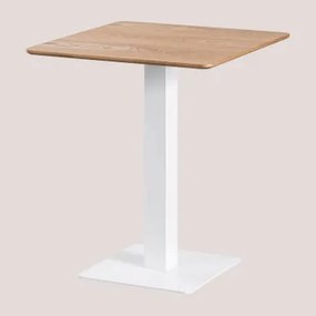 Kwadratowy Stolik Barowy Z Forniru Jesionowego Espresso Biały & ↔︎ 60 Cm - Sklum